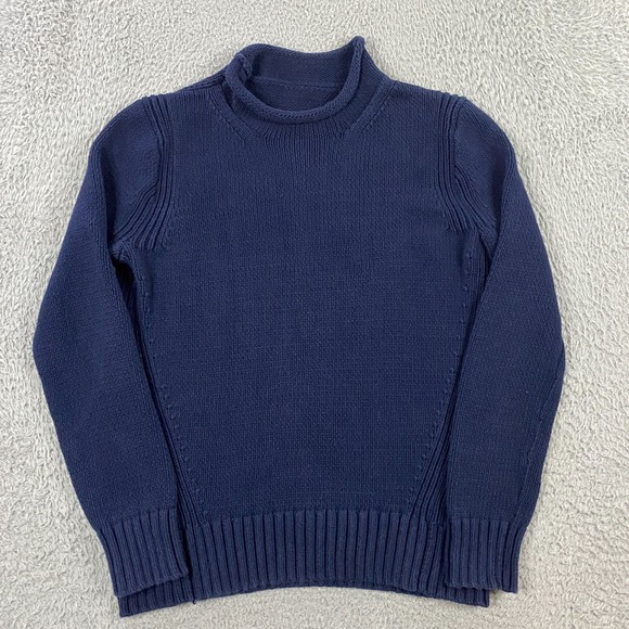J.CREW 1988 Roll Neck Sweater Womens XS-S Ribbed Knit Heavy Fisherman Blue - Picture 1 of 8